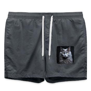 Chaton Nebelung Chat Nebelung - Short de bain - charbon - Devant - AI Model Male 185 light (185cm)