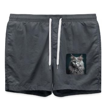 Chaton Nebelung Chat Nebelung - Short de bain - charbon - Devant - AI Model Male 185 light (185cm)