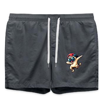 Tanzender Mops Dabbing Pose Stylisch - Badeshorts - Anthrazit - Vorne - AI Model Male 185 light (185cm)