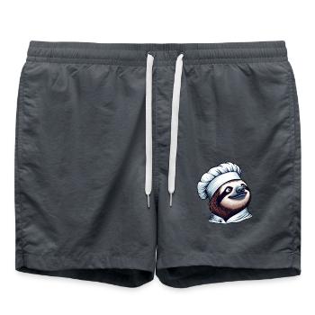 Proud Sloth Chef: Master at the Stove - Swim Trunks - anthracite - Front - AI Model Male 185 light (185cm)