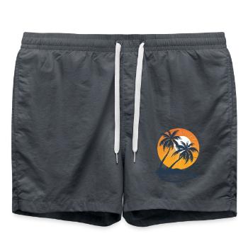 Sunny Palm Island Sunset - Swim Trunks - anthracite - Front - AI Model Male 185 light (185cm)