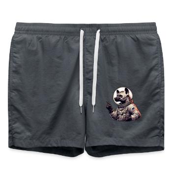 Hyäne Astronaut Weltraum Abenteuer - Badeshorts - Anthrazit - Vorne - AI Model Male 185 light (185cm)