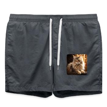 Siberian Cat Sibirische Katze - Badeshorts - Anthrazit - Vorne - AI Model Male 185 light (185cm)