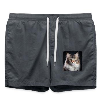 Siberian Cat Sibirische Katze - Swim Trunks - anthracite - Front - AI Model Male 185 light (185cm)
