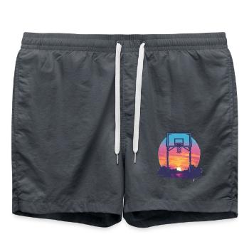 Rêve de basket-ball au coucher du soleil - Short de bain - charbon - Devant - AI Model Male 185 light (185cm)
