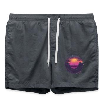 Retro sunset and mountains - Swim Trunks - anthracite - Front - AI Model Male 185 light (185cm)