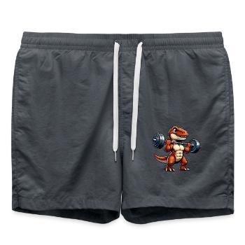 T-Rex Hanteltraining Fitness Motiv - Badeshorts - Anthrazit - Vorne - AI Model Male 185 light (185cm)