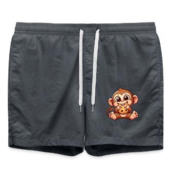Schimpanse mit Keks Süße Versuchung - Badeshorts - Anthrazit - Vorne - AI Model Male 185 light (185cm)