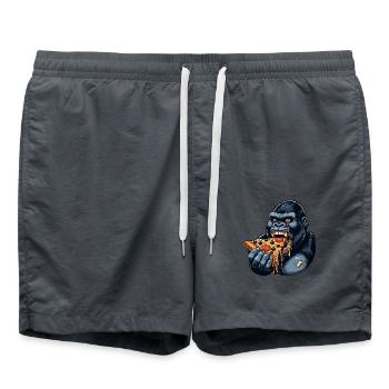 Gorilla Pizza Lover Funny Design - Swim Trunks - anthracite - Front - AI Model Male 185 light (185cm)