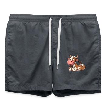 Cute Cow In Love YogaGymnastics - Swim Trunks - anthracite - Front - AI Model Male 185 light (185cm)