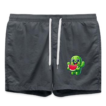 Cute Cactus Comic with Watermelon Fruity - Swim Trunks - anthracite - Front - AI Model Male 185 light (185cm)