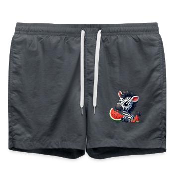 Zebra Mit Wassermelone Fruchtig Lustig - Badeshorts - Anthrazit - Vorne - AI Model Male 185 light (185cm)
