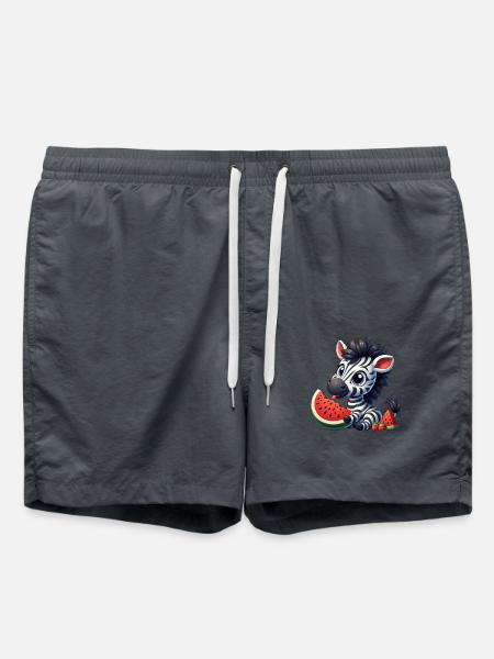 Zebra With Watermelon Fruity Funny - Swim Trunks - anthracite