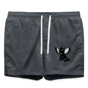 Ailes d’ange chat noir Style gothique - Short de bain - charbon - Devant - AI Model Male 185 light (185cm)