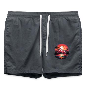 Flamingos Sunset Beach Ocean Flamingo - Swim Trunks - anthracite - Front - AI Model Male 185 light (185cm)