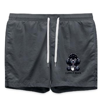 Schwarzer Pudel Liebt Schwarzen Kaffee - Badeshorts - Anthrazit - Vorne - AI Model Male 185 light (185cm)