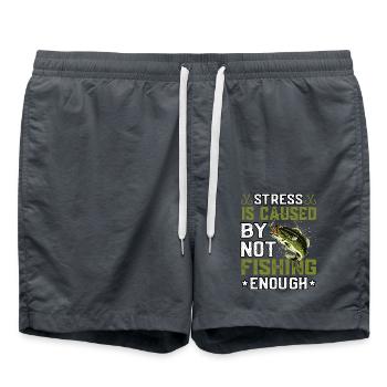 Stress entsteht durch zu wenig Angeln - Badeshorts - Anthrazit - Vorne - AI Model Male 185 light (185cm)