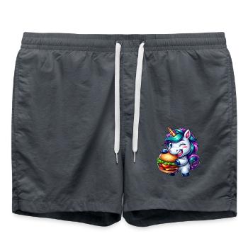 Unicorn Hamburger Cheeseburger - Swim Trunks - anthracite - Front - AI Model Male 185 light (185cm)