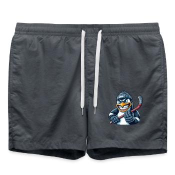 Pinguin Eishockeyspieler Hockey Wütend Cool - Badeshorts - Anthrazit - Vorne - AI Model Male 185 light (185cm)