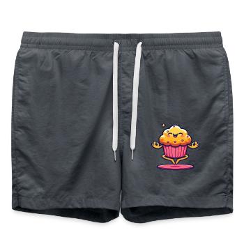 Cupcake mignon avec visage souriant - Short de bain - charbon - Devant - AI Model Male 185 light (185cm)
