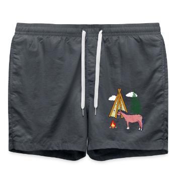 Chamans Cheval Chevaux Ross Gaule Far West - Short de bain - charbon - Devant - AI Model Male 185 light (185cm)