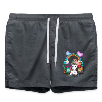 Schamanen Einhorn Pferd Regenbogen Hippie Kind - Badeshorts - Anthrazit - Vorne - AI Model Male 185 light (185cm)
