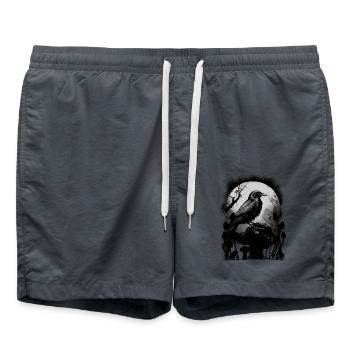 Raven Raven Crow Halloween Crows - Swim Trunks - anthracite - Front - AI Model Male 185 light (185cm)