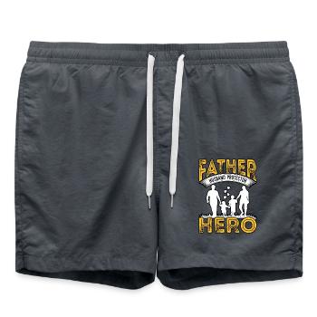 Father Husband Protector Hero - Swim Trunks - anthracite - Front - AI Model Male 185 light (185cm)