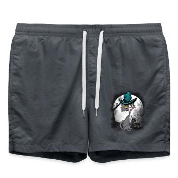 Chat magique chats sorcier conte de fées personnage conte de fées - Short de bain - charbon - Devant - AI Model Male 185 light (185cm)