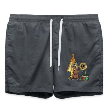 Hippie Pferd Tipi Sonnenblume Pferde Trommel Peace - Badeshorts - Anthrazit - Vorne - AI Model Male 185 light (185cm)