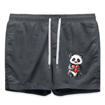 Adorable panda tenant un cœur rouge pour les amoureux des pandas - Short de bain - charbon - Devant - AI Model Male 185 light (185cm)