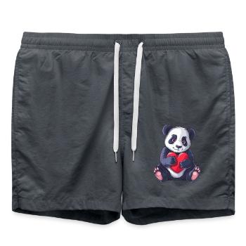 Cute Panda Holding Heart Adorable Animal Love - Badeshorts - Anthrazit - Vorne - AI Model Male 185 light (185cm)