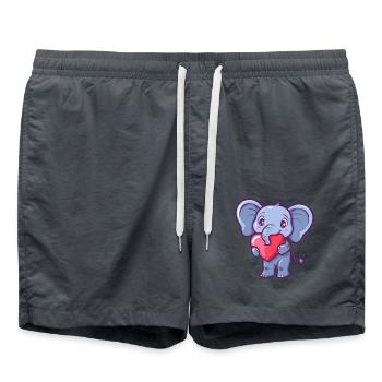 Adorable Elephant With Heart Illustration for - Badeshorts - Anthrazit - Vorne - AI Model Male 185 light (185cm)