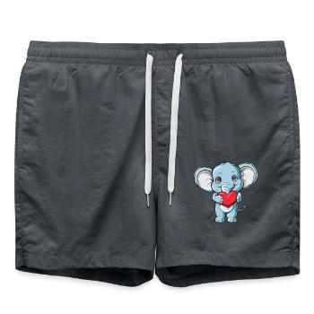 Adorable Elephant Holding Heart Cute Love - Badeshorts - Anthrazit - Vorne - AI Model Male 185 light (185cm)