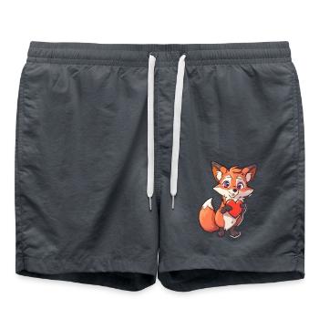 Adorable Fox Holding Heart for Animal Lovers and - Badeshorts - Anthrazit - Vorne - AI Model Male 185 light (185cm)