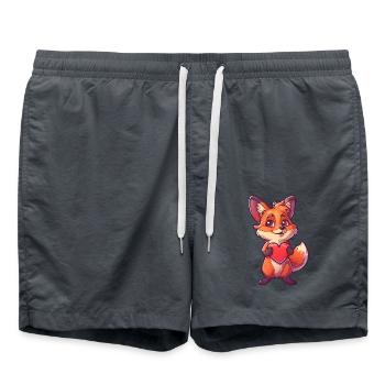 Adorable Fox Holding Heart Cute Animal - Swim Trunks - anthracite - Front - AI Model Male 185 light (185cm)