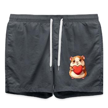 Adorable Hamster Holding Heart Cute Animal Art - Badeshorts - Anthrazit - Vorne - AI Model Male 185 light (185cm)