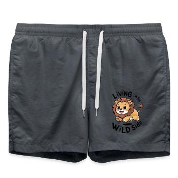 Living On The Wild Side Cute Lion Cartoon - Swim Trunks - anthracite - Front - AI Model Male 185 light (185cm)