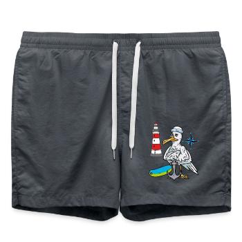 Möwe Möwen Leuchtturm Kompass Seefahrer Ahoi - Badeshorts - Anthrazit - Vorne - AI Model Male 185 light (185cm)