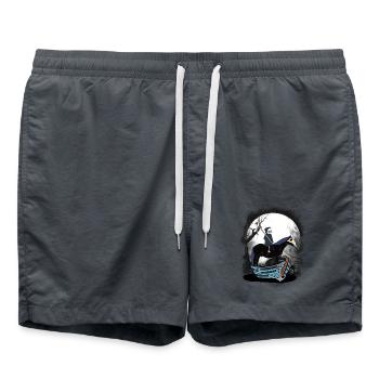Grim Reaper Ferryman Rider Horse Boat Halloween - Swim Trunks - anthracite - Front - AI Model Male 185 light (185cm)