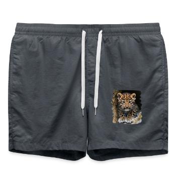 Amur Leopard Amurleoparden Amurleopard - Swim Trunks - anthracite - Front - AI Model Male 185 light (185cm)