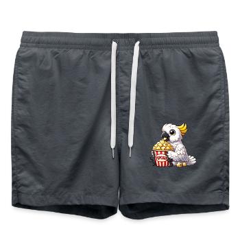 Lustiger Kakadu Paradiesvogel Popcorn Kino Spaß - Badeshorts - Anthrazit - Vorne - AI Model Male 185 light (185cm)