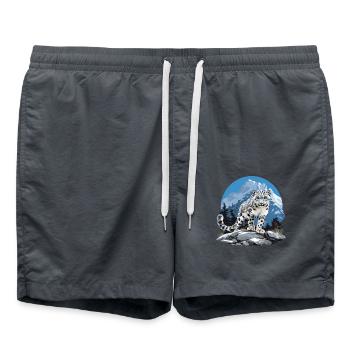 Snow Leopard Schneeleoparden Schneeleopard - Swim Trunks - anthracite - Front - AI Model Male 185 light (185cm)