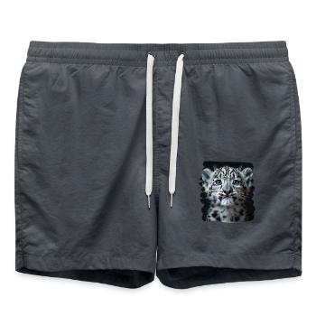 Snow Leopard Schneeleoparden Schneeleopard - Swim Trunks - anthracite - Front - AI Model Male 185 light (185cm)
