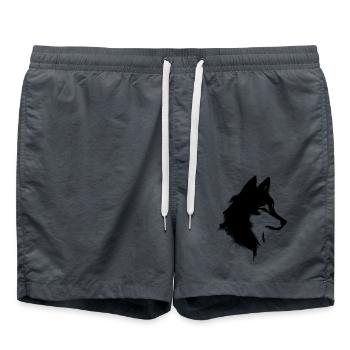 Wolf Zeichnung - Badeshorts - Anthrazit - Vorne - AI Model Male 185 light (185cm)