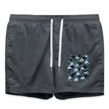 Rochen Hai Delfin Meeresschildkröte Seepferdchen - Badeshorts - Anthrazit - Vorne - AI Model Male 185 light (185cm)