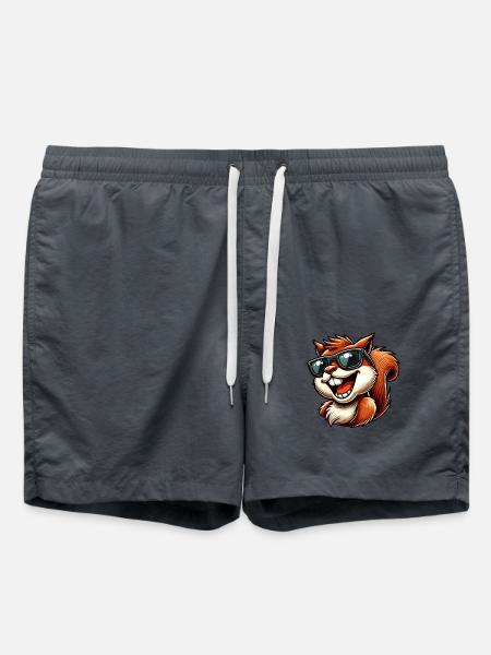 Cool squirrel with sunglasses laughing - Swim Trunks - anthracite