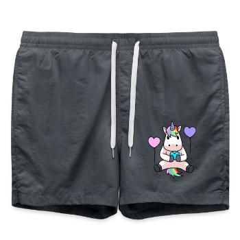 Licorne Anniversaire Cadeau d’anniversaire Enfants - Short de bain - charbon - Devant - AI Model Male 185 light (185cm)