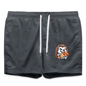 drôle hérisson pizza amateur de pizza art de la restauration rapide - Short de bain - charbon - Devant - AI Model Male 185 light (185cm)