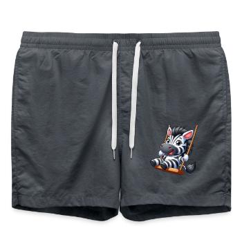Mignon zèbre sur balançoire Playground Cartoon - Short de bain - charbon - Devant - AI Model Male 185 light (185cm)